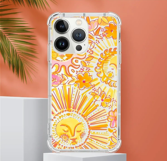 Retro Gold Sun Phone Case for iPhone Series