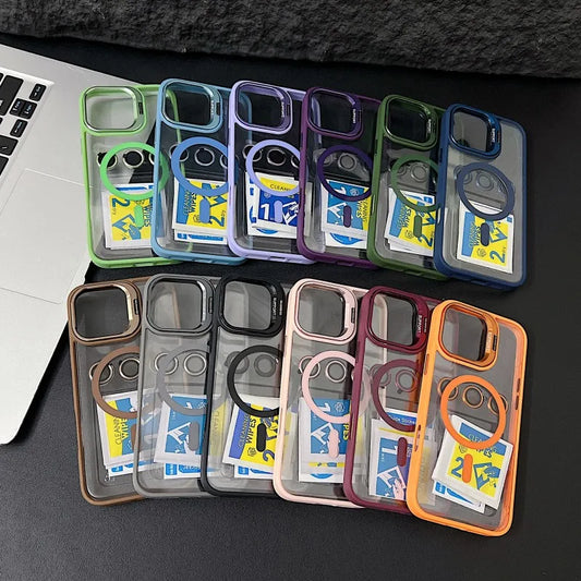 iPhone Clear Case – Fits MagSafe, Funda Stand, Glass Lens
